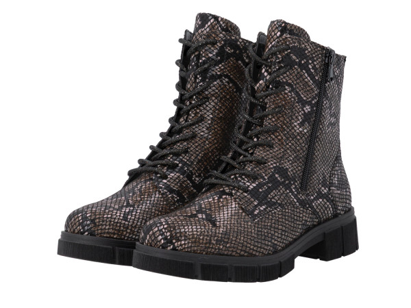 Remonte Damen Schnürstiefelette schwarz/braun