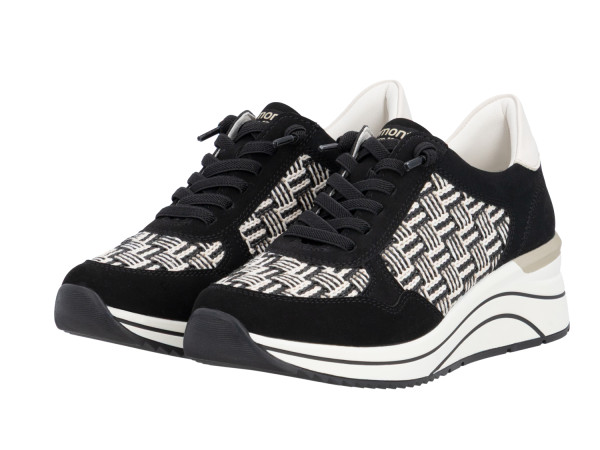 Remonte Damen Schnürschuh schwarz/beige